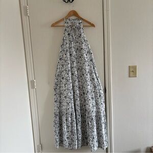 Nine West Women’s Halter Maxi Dress | Navy & White Abstract Print | Sz Small